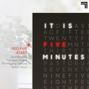 Sharper Image® LED Word Clock Pro with Dimmable Light, 9.45" Modern Design, & Red 5-Minute Alerts| Electronic Accent Wall & Desk Clock| Contemporary Home & Office Decor| Housewarming Gift - Image 3