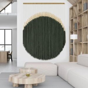 IOWER Large Macrame Wall Hanging Green Boho Wall Decor Macrame Beads Yarn Fiber Wall Art Beaded Tassel Home Decor For Bedroom Living room 39" W x 55" L - Image 2