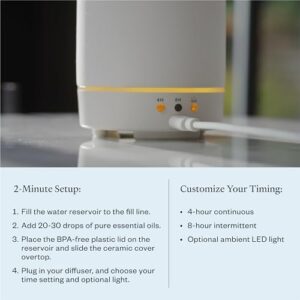 Vitruvi Stone Diffuser, Ceramic Ultrasonic Essential Oil Diffuser for Aromatherapy | Ceramic, Home Decor | Sea, 90ml Capacity - Image 6