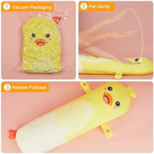 Body Pillow for Kids Long Plush Pillows Stuffed Animal Pillow with Removable Insert for Adults Kids Home Decor, Yellow White - Image 7