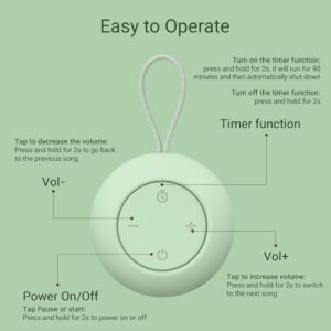 Portable Baby Sound Machine [White Noise for Babies Kids Adults][Sleep Soother][Timer Function][12 Soothing Sounds] 15 Hours Battery Life, Registry Gift,Shower,Clips on Baby Stroller.Mint - Image 7