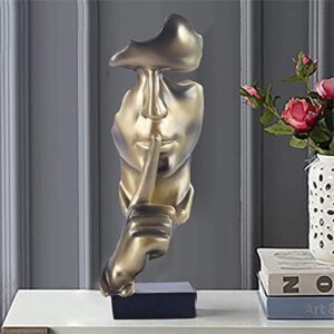 aboxoo Thinker Statue, Silence is Gold Abstract Art Figurine, Modern Home Resin Sculptures Decorative Objects Piano Desktop Decor for Creative Room Home, Office Study (Gold) - Image 5