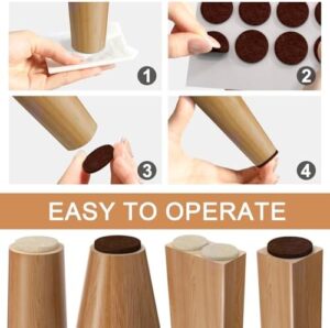 Chair Leg Floor Protectors, 48 PCS 1inch,Felt Furniture Pads, Furniture Sliders,Non Slip Pads Grippers,Under Couch Blocker,Chair Leg Pads,Furniture stoppers,Cabinet Bumpers (Brown, 1") - Image 2