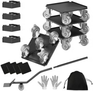 Furniture Dolly,Furniture Mover Pro Set,Furniture Lifter with 5 360° Rotatable Rubber Universal Wheels,Carbon Steel Panel Furniture Movers,Maximum Load 1500LBS.