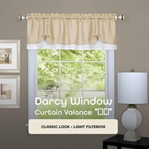 Soft Window Darcy Curtain Valance, Tan & White - 58 Inch Width, 14 Inch Length, 1.5 Inch Rod Pocket - Light Filtering Valance for Kitchen and Bathroom by Achim Home Decor - Image 2