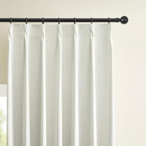 Joydeco Pinch Pleated Linen Blackout Curtains 2 Panels, 84 Inches Long Room Darkening Curtains,100% Blackout Textured Insulated Drapes for Bedroom & Luxury Living Room Decor (W40 x L84 Inch, Ivory)