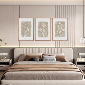 CHDITB Botanical Farmhouse Wall Art Set, Framed Boho Plant Wall Decor, Neutral Minimalist Floral Wall Painting, Rustic Wildflower Canvas Art Prints for Living Room, Bedroom, Bathroom - Large 16"x24"x3 - Image 3