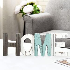 MyGift Rustic Multicolored Solid Wood HOME Cut Out Word Sign, Kitchen Framhouse Frestanding Decor, Mantel, Above Cabinet Decor - Image 2