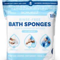 Scrubzz Disposable Rinse Free Bathing Wipes - 25 Pack - All-in-1 Single Use Shower Wipes, Simply Dampen, Lather, and Dry Without Shampoo or Rinsing