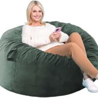 Bean Bag Chairs, Memory Foam Stuffing Bean Bag Chair for Adults/Teens/Kids, Velvet Lazy Sofa Furniture with Removable High-Rebound Memory Foam for Living Room Bedroom College Dorm