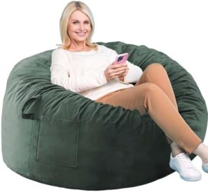 Bean Bag Chairs, Memory Foam Stuffing Bean Bag Chair for Adults/Teens/Kids, Velvet Lazy Sofa Furniture with Removable High-Rebound Memory Foam for Living Room Bedroom College Dorm