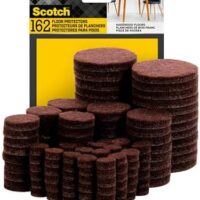 Scotch Felt Pads 162 PCS Brown, Felt Furniture Pads for Protecting Hardwood Floors, Round, Assorted Sizes Value Pack, Self-Stick design, Protecting from nicks, dents and scratches (SP847-NA)