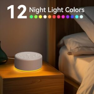 Sound Machine Night Light White Noise Machine 30 Non Looping Sounds 12 Lights 5 Timers 36 Adjustable Volume Memory Function Brown Noise Sleep Sounds Machine for Baby Kids Adult & Home Office Travel - Image 3