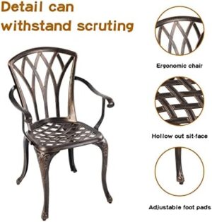 Jardin DE CENTENNAIL 3-Piece Outdoor Bistro Set Cast Aluminum Rust-Resistant Patio Furniture Armchairs Design (Copper) - Image 4