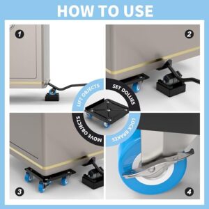 Heavy Duty Furniture Dolly 360° Rotating 5 Wheels, Alloy Steel 3000 lbs Load Capacity Furniture Movers with Measuring Tape & Leveler - Image 6