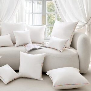 LEBO 18 x 18 Outdoor Pillow Inserts - Waterproof Decorative Throw Pillows with Down Alternative Filling for Patio Furniture Couch Sofa - Pack of 2, White - Image 8