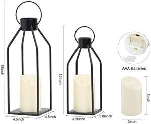 HPC Decor Modern Farmhouse Lanterrn Decor- Black Metal Candle for Christmas- Lanterns w/Timer Flickering Candles for Living Room,Home,Indoor, Outdoor,Table,Fireplace Mantle Décor - Image 6
