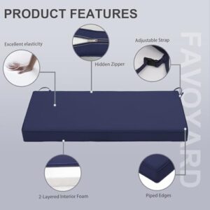 Favoyard Outdoor Bench Cushion 48 x 18 Inch Waterproof Patio Furniture Cushions 3-Year Color Fastness Garden Sofa Settee Couch Swing Pads with Handle and Adjustable Straps, Blue - Image 4