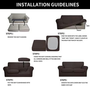 Easy-Going 3 Pieces Stretch Soft Couch Cover for Dogs - Washable Sofa Slipcover for 2 Separate Cushion Couch - Elastic Furniture Protector for Pets, Kids (Loveseat, Chocolate) - Image 6