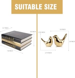 Decorative Books for Home Decor with Small Birds Statues Gold Home Decoration, Modern Style Coffee Table Book Decor, Stacked Books for Bedroom, Living Room, Office Desktop, Cabinets Shelf Decor - Image 2