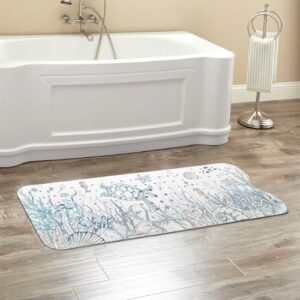 Sea Turtle Seaweed Starfish Cute Shell Bathtub Mat Non Slip Shower Mat Extra Long Anti Slip Bath Mats for Tub with Suction Cups and Drain Holes - Image 3