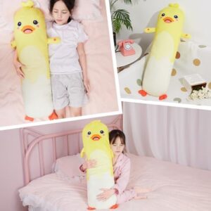 Body Pillow for Kids Long Plush Pillows Stuffed Animal Pillow with Removable Insert for Adults Kids Home Decor, Yellow White - Image 5