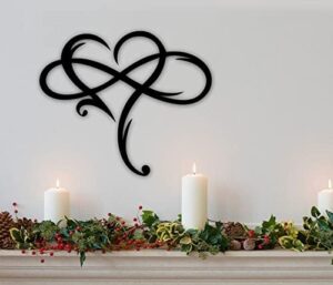 AOOLVY Infinity Heart Wall Decor, Unique Infinity Heart Metal Art Wall Decor Love Sign Steel Wall Plaques Bedroom Ornaments for Home Wedding Decor, Room Living Room Decoration (Black, 15.7x14inch) - Image 6