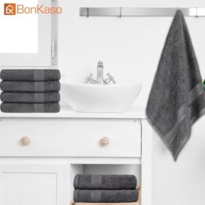 100% Cotton Bath Towel Set (Pack of 4) - Soft, Quick-Drying & Highly Absorbent Towels for Sensitive Skin - Ideal for Bathroom, Gym, Hotel & Spa - Charcoal Grey (27 x 54 inches, 550 GSM) - Image 4
