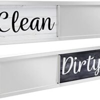Dishwasher Magnet Clean Dirty Sign, Clean Dirty Magnet for Dishwasher, Rustic Farmhouse Kitchen Decor, Magnetic Dish Washer Sign Indicator, Sliding Rustic Dish Washer Signs, Black & White Wood