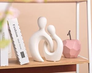 Quoowiit Ceramic Couple Sculptures for Home Decor, Abstract Lover Statue for Shelf, Office, Living Room, Bedroom, Gifts for Anniversary, Valentine's Day, Birthday (White) - Image 6