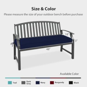 Outdoor Bench Cushion - 48" x 18" x 3" Bench Cushions for Outdoor Furniture, Non-Slip Outdoor Swing Cushions with Removable Cover, Patio Bench Cushion for Backyard Porch Settee (Navy) - Image 5