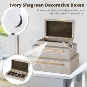 Faux Leather Decorative Jewelry Storage Boxes, Set of 3 Large Stackable Decorative Storage Boxes with Lids, Storage Nesting Organizer for Home Decor - Image 4