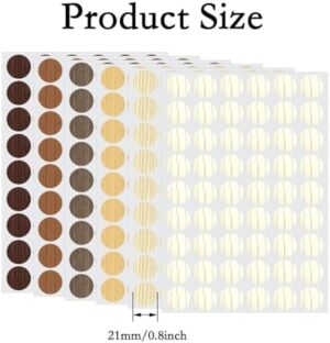 6 Sheets 324 Pcs Self-Adhesive Screw Hole Cover Stickers, 21 mm 6 Colors Screw Covers Wood Stickers for Furniture, PVC Screw Covers Caps for Cabinet Desk (Classic Color) - Image 3