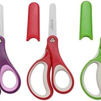 LIVINGO 5" Left and Right Handed Kids Scissors, Safety Blunt Sharp Stainless Steel Blade Scissors for Children School Teacher Use Crafting Cutting Paper, 3 Pack Assorted Colors