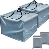 Patelai 2 Pcs Cushion Cover Bag 32 x 32 x 24'' Outdoor Patio Storage Waterproof Oxford Packing Bags for Moving with Zipper Handles for Xmas Storage Camping Picnic Furniture Pillow (Gray)