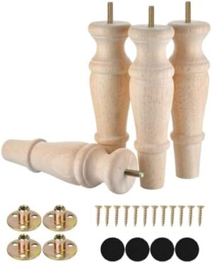 Michanco Wooden Furniture Legs 8 Inch Set of 4 Unfinished Replacement Parts for Couch Sofa Chair Ottoman Cabinet