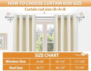 TONIAL 1 Inch Double Curtain Rods 66 to 120 Inches (5.5 to 10ft), Heavy Duty Decorative Drapery Rod Telescoping Splicing Dual Rod with Small Cap Finial, Silver - Image 6