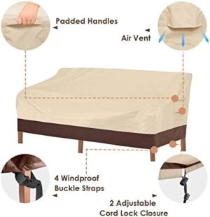 Vailge Heavy Duty Patio Sofa Cover, 100% Waterproof 3-Seater Outdoor Sofa Cover,Lawn Patio Furniture Covers with Air Vent and Handle,79" Wx 37" Dx 35" H,Beige&Brown - Image 5