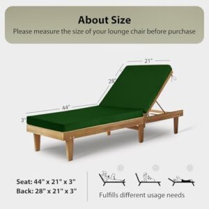 Chaise Lounge Cushions Outdoor, 72"x21"x3" Triple-Waterproof Outdoor Chair Cushions with Removable Cover, 4 Adjustable Ties Lounge Chair Cushions for Outdoor Furniture, Forest Green - Image 5