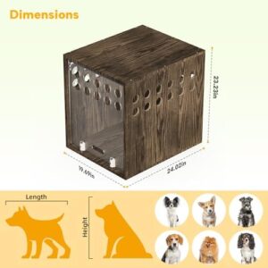 Dog Crate Furniture, SAUCE ZHAN Dog Kennel with Cushion for Small/Medium Dogs, End Side Table Wooden Crate for Pets Indoor, Brown - Image 6