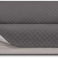 Easy-Going Reversible Couch Cover for 3 Cushion Couch Sofa Cover for Dogs Water Resistant Furniture Protector Cover with Foam Sticks Elastic Straps for Pet Cat (Sofa, Gray/Light Gray)