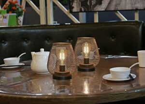 JHY DESIGN Set of 2 Metal Cage LED Lantern Battery Powered Cordless Accent Light with LED Great for Weddings Parties Patio Events for Indoors Outdoors - Image 3