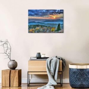 Blue Ridge Mountain Wall Art Misty Mountains Picture Bathroom Decor Sunrise Appalachians Landscape Canvas Prints Photo Nature Forest Painting Artwork for Bedroom Living Room Home Decoration 16x24" - Image 2