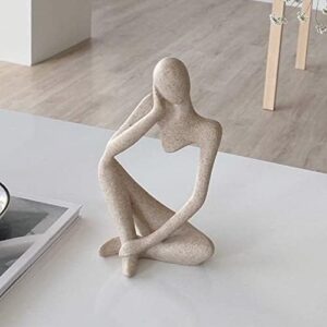 Thinker Sculptures, Sandstone Resin Thinker Statue Ornaments, Abstract Style Housewarming Gifts, Living Room Dining Desk Decorations (Right, Small) - Image 3