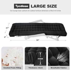 Outdoor Chaise Lounge Chair Cushion Waterproof 66 x 21 x 4 Inches Indoor Outdoor Memory Foam Lounge Chair Cushions with Ties, Soft Thickened Lounge Chair Cushions for Outdoor Furniture, Black - Image 3