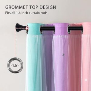 XiDi Blackout Curtains for 84 inches Long, Girls Bedroom Decro, Window Ombre Curtains 2 Panel Sets, Kids Room Unicorn Princess Theme Home Decor Colorful Rainbow Design Pink/Purple/Green - Image 4