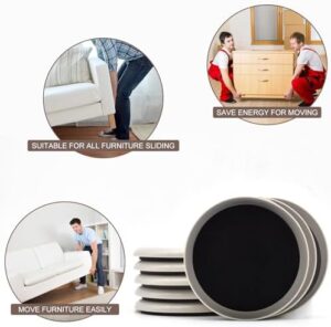 Furniture Sliders, 8 Pcs 3 1/2'' Furniture Sliders Pads for Hardwood Floors, Chair Legs Floors Protectors, Reusable Round Glides Glider, Heavy Duty Furniture Movers Sliders - Image 6