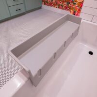 Tub Topper® Bathtub Splash Guard Play Shelf Area - Toy Tray Caddy Holder Storage - Suction Cups Attach to Bath Tub - No Mess Water Spill in Bathroom - Fun for Toddlers Kids Baby (Gray)