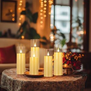 Flickering Flameless Candles Battery Operated with Remote and 2/4/6/8 H Timer Plexiglass Led Pillar Candles with Realistic Moving Wick Candles for Home Decor Pack of 24 (D2.2"xH 5"6"7")(Ivory) - Image 4
