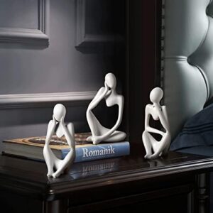 BrownLove 3pcs Decor White Thinker Statue Abstract Art Sculpture,Resin Collectible Figurines for Home Living Room Office Shelf Decoration - Image 5